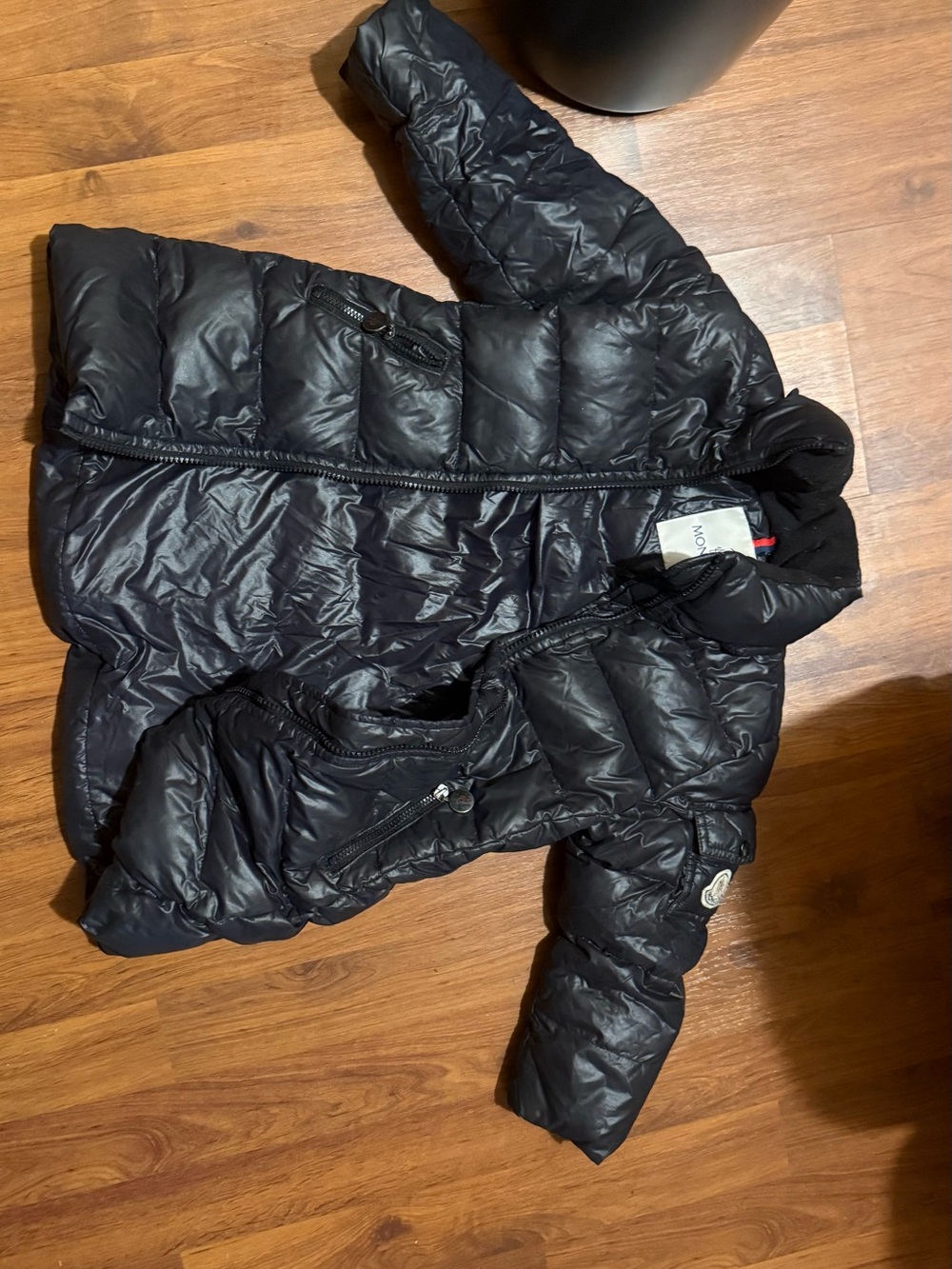 Moncler Kids Black Quilted Puffer Jacket with Logo Patch size 2T - Picture 5 of 6